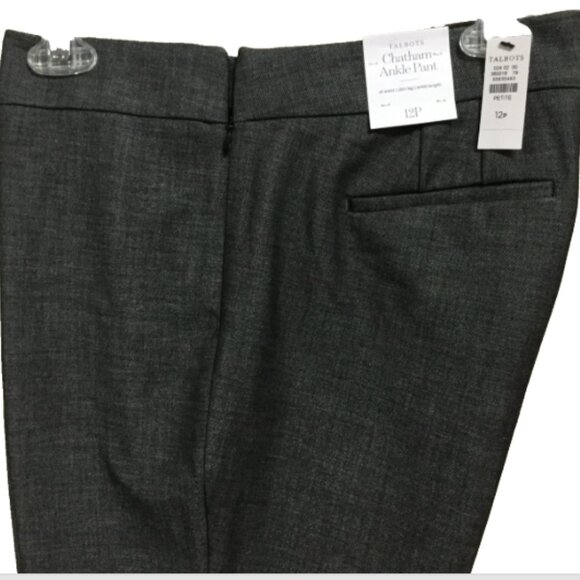 Talbots Women Size 12P Chatham Ankle Pant Sits Waist Slim Leg Gray Side Zip NWT - Picture 3 of 10